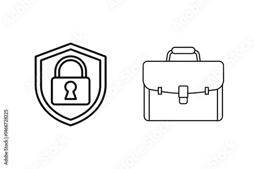 Business security and confidentiality illustrated with a shielded padlock and briefcase icon
