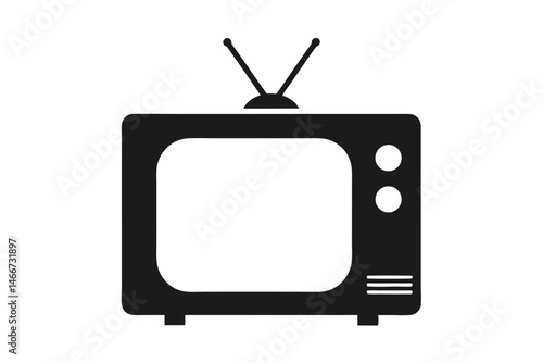 television silhouette vector, old television black silhouette, tv icon symbol