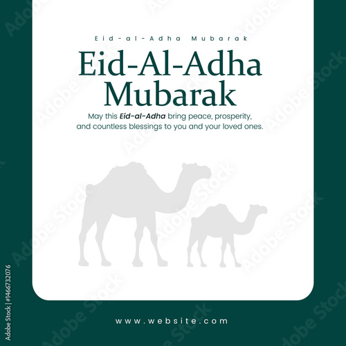 Social Media Template for Eid Al Adha Mubarak with Flat Background