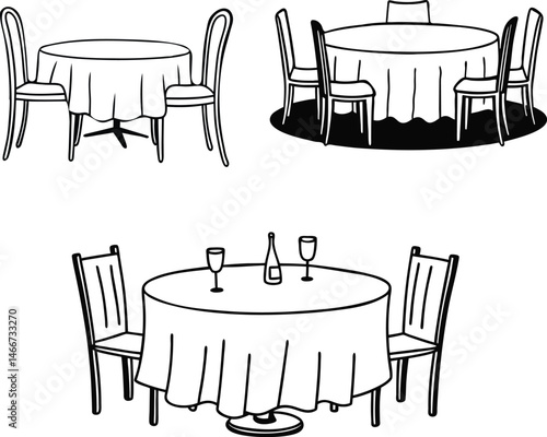 Romantic Dining Scenes Gazebo Restaurant Table and Dinner Silhouettes