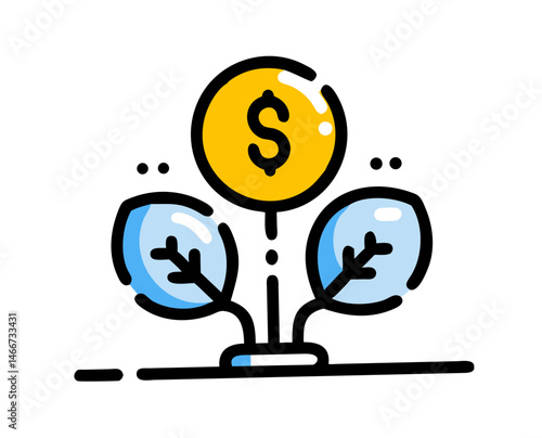 Growing Money Tree with Dollar Sign Symbolizing Investment  
