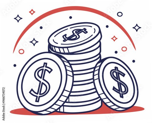 Stacked coins with dollar signs representing passive income  