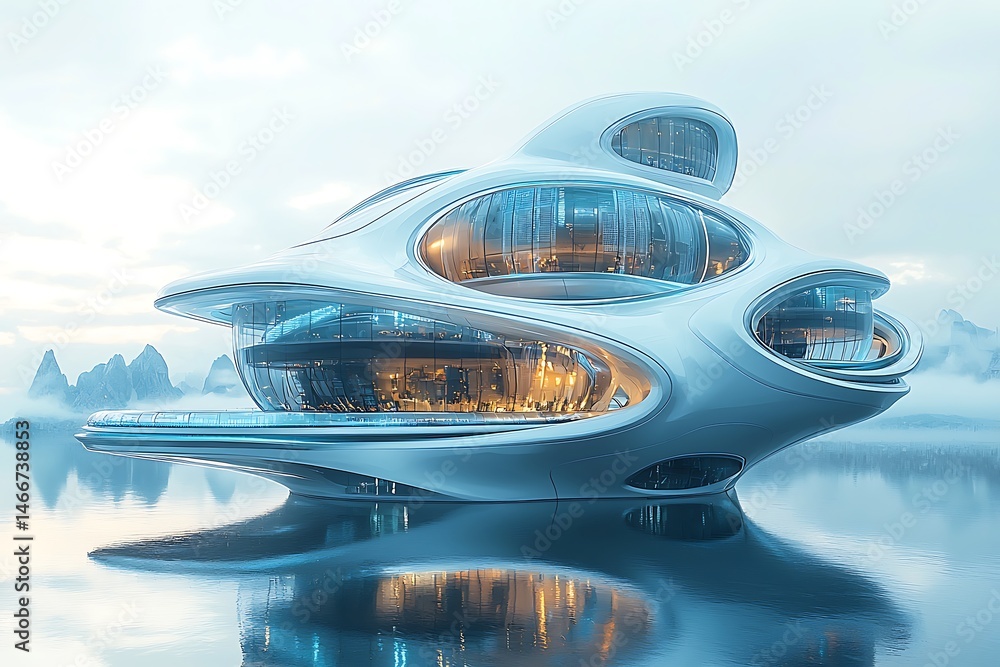 Organic shaped glass structure futuristic home high resolution image Organic shaped glass structure futuristic home high resolution image
