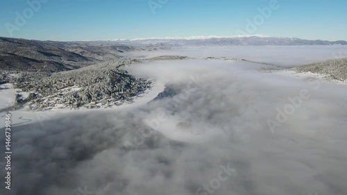Wallpaper Mural Aerial winter view of Batak Reservoir covered with clouds, Pazardzhik Region, Bulgaria Torontodigital.ca