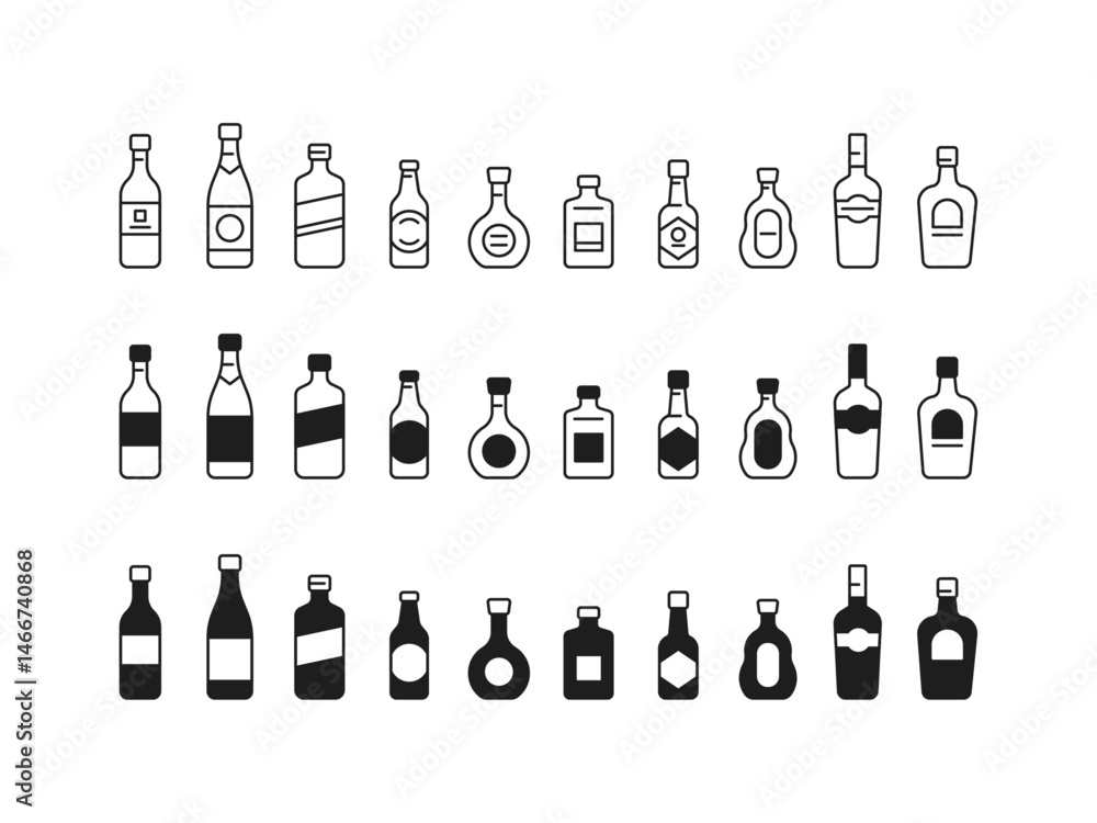 Fototapeta premium お酒ボトルのアイコンセット
