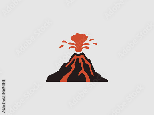a stylized illustration of a volcano erupting