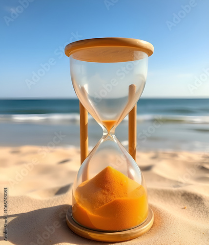 hour glass with orange sand, Generative AI