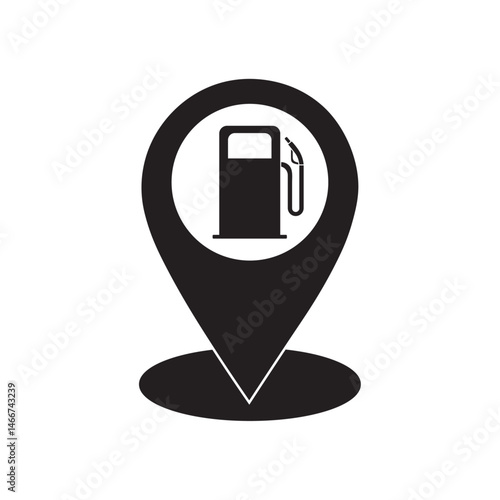 gas station map pin flat icon vector
