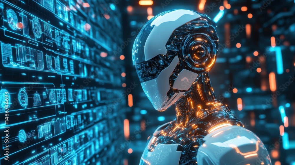 AI-Powered Robotic Engineer Designing Future Technology AI-Powered Robotic Engineer Designing Future Technology
