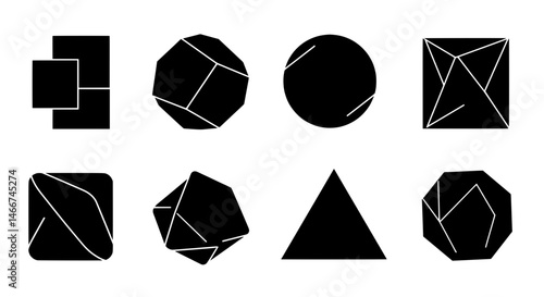 Geometric Harmony: An artistic composition featuring diverse shapes, each embodying a unique form and character, inviting contemplation of form and space.