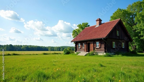 Wallpaper Mural Traditional Estonian wooden house, rural setting , summer, historic Torontodigital.ca