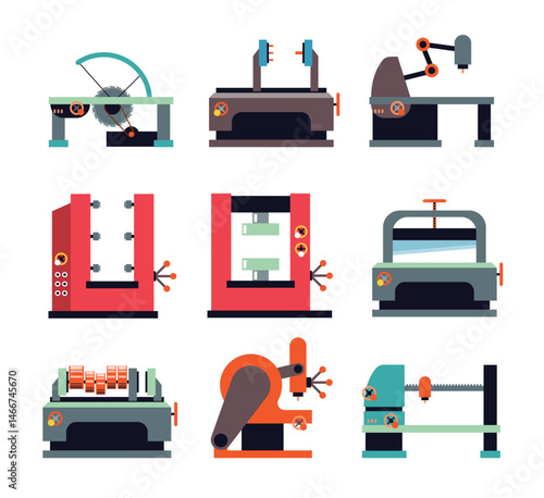 Industrial Machine Set vector illustration