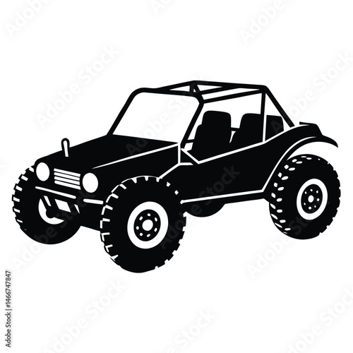 Racing Dune Buggy Silhouette Vector Featuring Off-Road Vehicle in High-Speed Desert Action