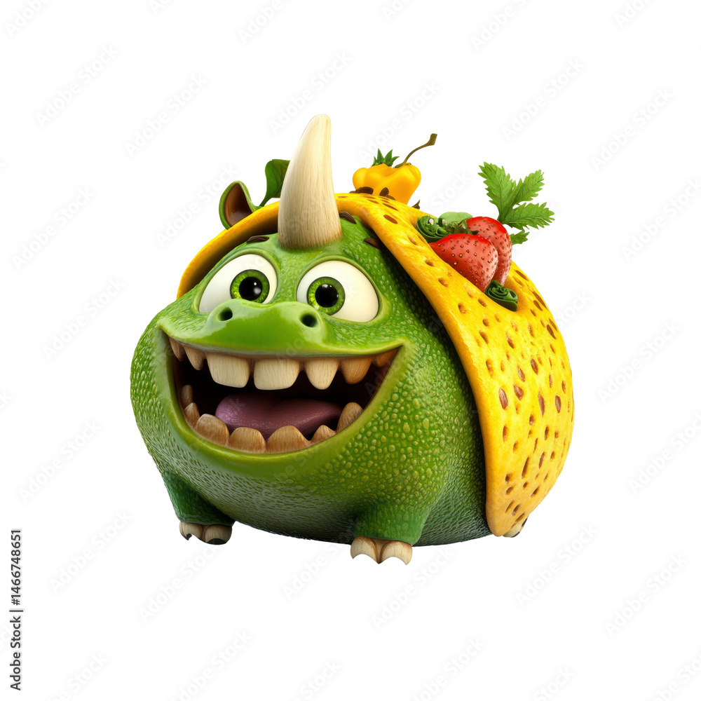 Fototapeta premium Happy Fruit Rhino Cartoon Character
