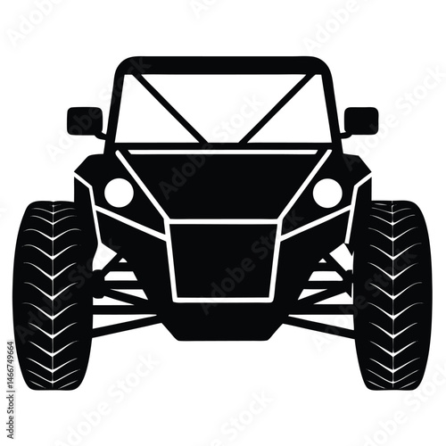 Racing Dune Buggy Silhouette Vector Featuring Off-Road Vehicle in High-Speed Desert Action