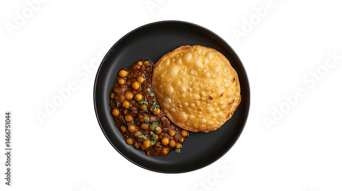 Delicious Chana Masala with Puri Indian Food Recipe isolated on transparent background