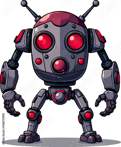 an illustration of a robot with red eyes