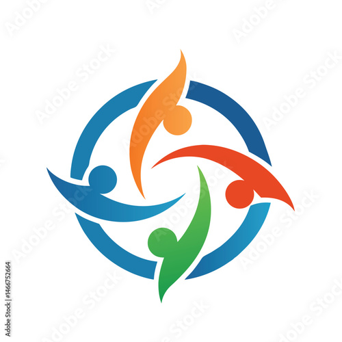Unity People Abstract Logo Design for Community and Teamwork
