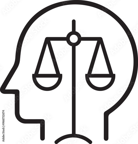 scales of justice and conscience vector icon