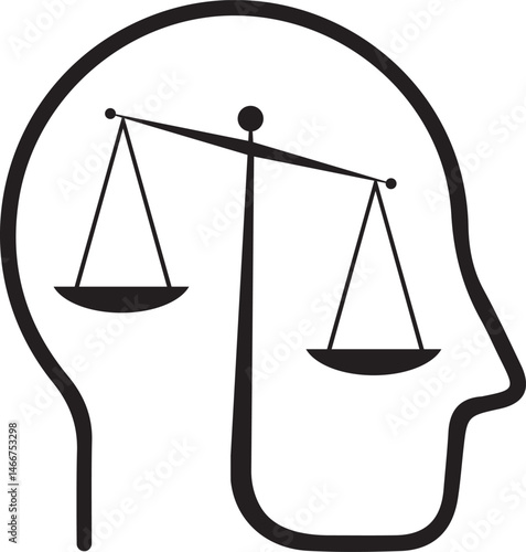 scales of justice and conscience vector icon