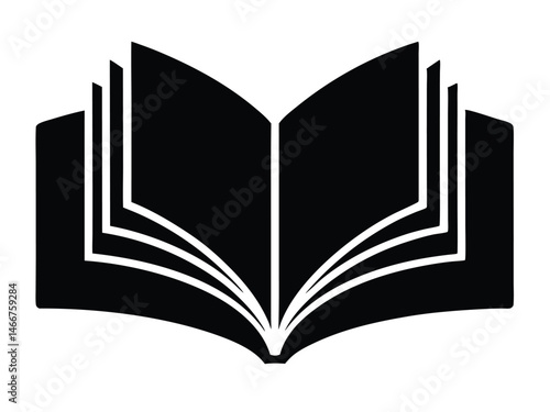 Open icon book vector, open book logo style design, Open book silhouette illustration vector