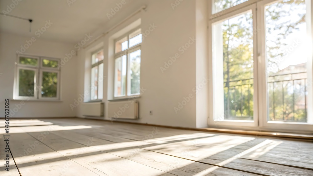 Bright spacious living room with blurred background windows in a calm environment Bright spacious living room with blurred background windows in a calm environment