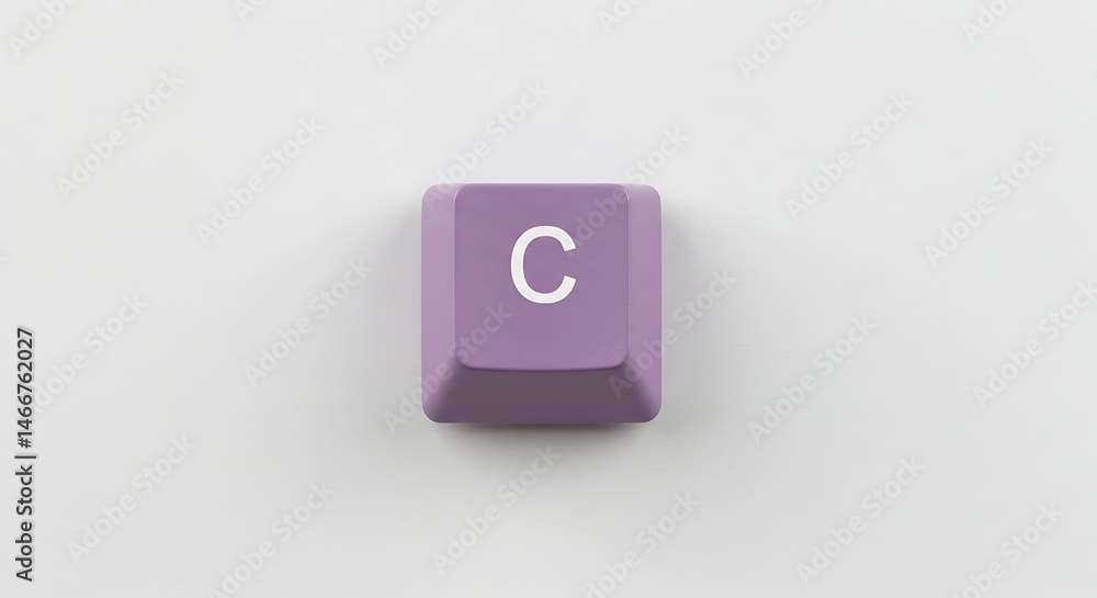 Isolated purple computer keyboard key with the letter C on white background Isolated purple computer keyboard key with the letter C on white background