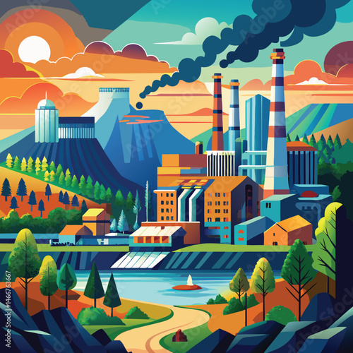 vector illustration of a factory