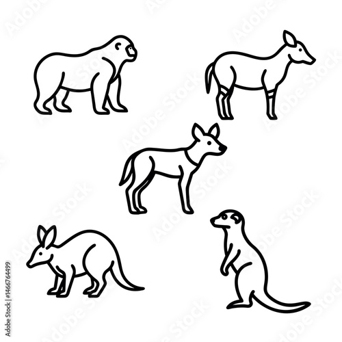 African Primates & Unique Species Icon Silhouette