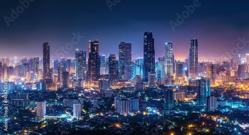 Manila Skyline at Night: Makati Business District in the Philippines