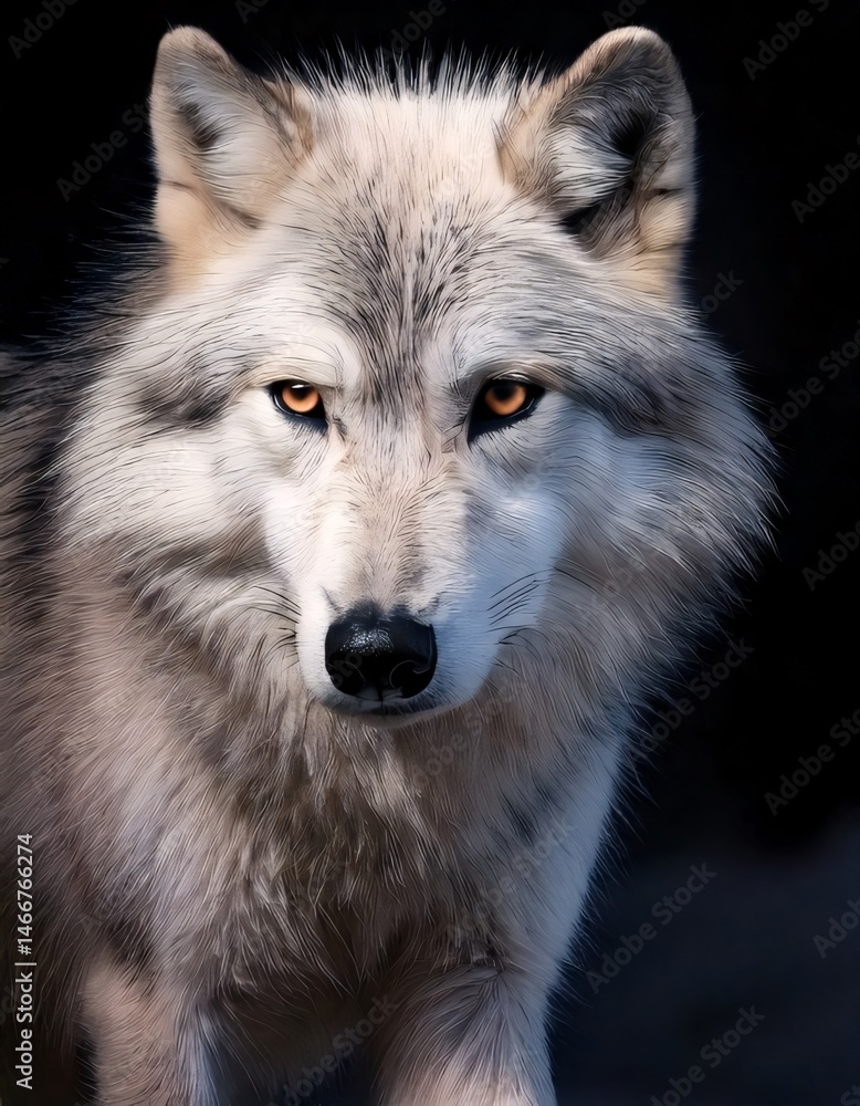 Intense Stare of a Snow Wolf in the Wild Intense Stare of a Snow Wolf in the Wild