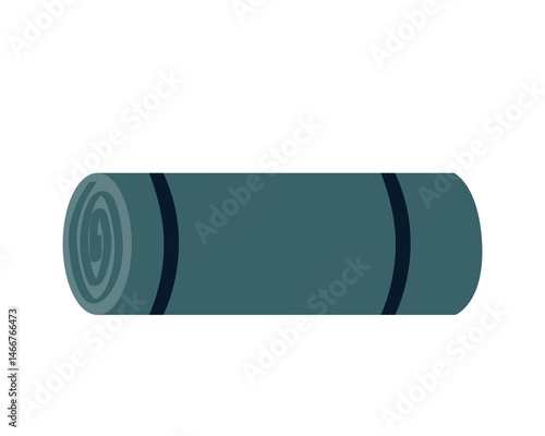 Yoga or camping mat icon. Folded Rubber rug for fitness training. Trekking of hiking carpet tool for tourism. Flat isolated vector illustration on white background.