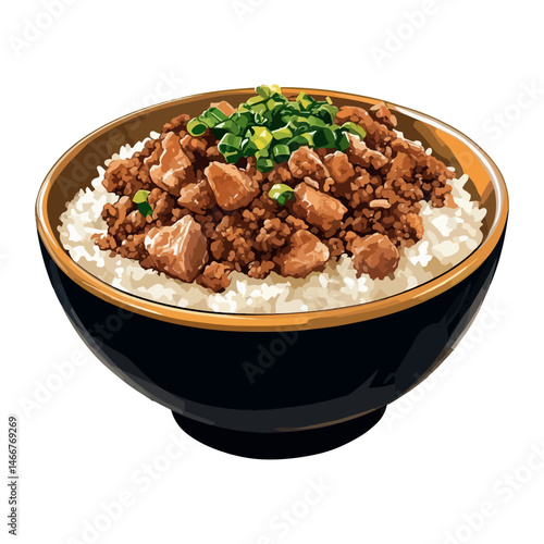 taiwanese braised pork rice,vector