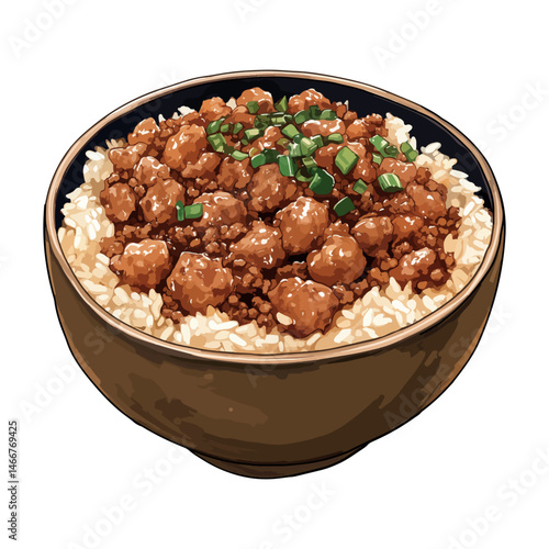 taiwanese braised pork rice,vector