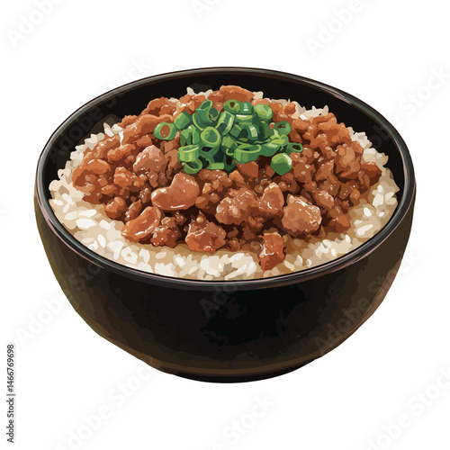 taiwanese braised pork rice,vector