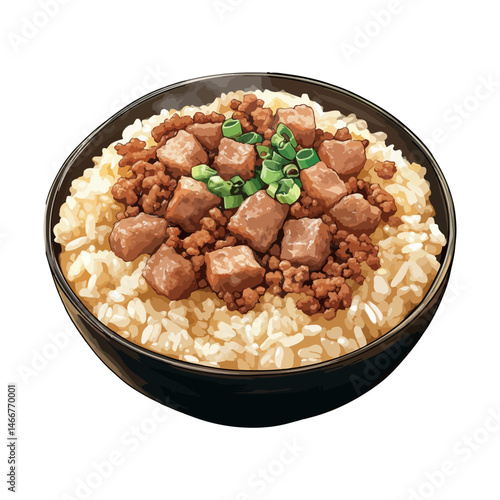 taiwanese braised pork rice,vector