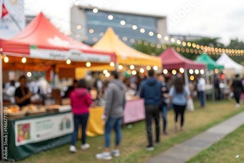 Vibrant food festival scene with blur background outdoor venue focused event atmosphere