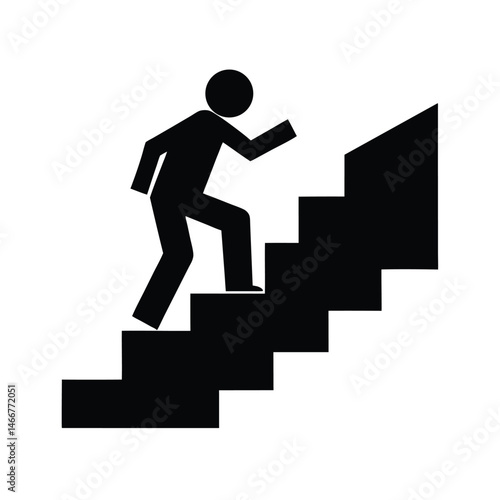 Silhouette of Person Climbing Stairs Vector
