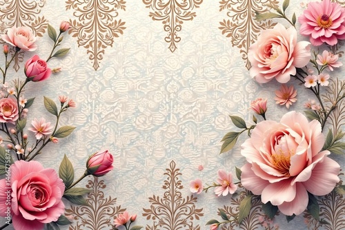 Subtle floral damask pattern on elegant background , pattern, embroidery
