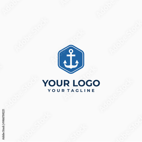 Maritime Industry Logo with Anchor and Waves