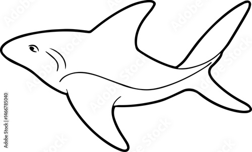 angel shark outline vector illustration line art
