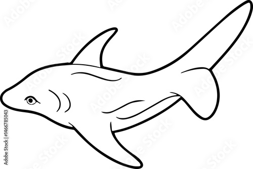 angel shark outline vector illustration line art
