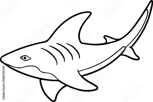 angel shark outline vector illustration line art