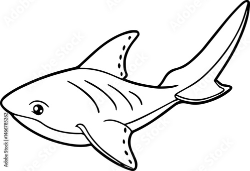 angel shark outline vector illustration line art