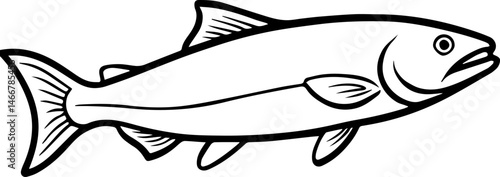Arctic char outline vector illustration line art