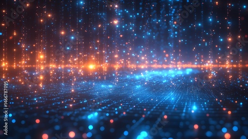 Wallpaper Mural UI UX wireframe, holographic screen, digital blue gradient, glowing neon effect, modern technology concept, Torontodigital.ca