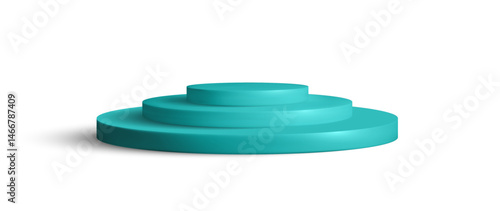 Blue turquoise Podium background 3D platform. Product cosmetic studio vector. Luxury beauty stand mockup. 