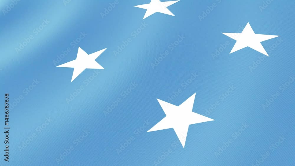 Federated States Of Micronesia National Flag Waving in Wind, Close View, Isolated Background Federated States Of Micronesia National Flag Waving in Wind, Close View, Isolated Background