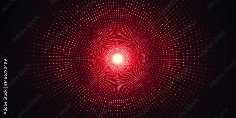 Red tunnel of light and dots, a vibrant, abstract visual. Geometric, illuminating Red tunnel of light and dots, a vibrant, abstract visual. Geometric, illuminating