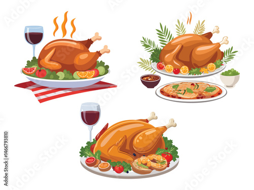 food vector illustration a Turkey Dinner